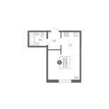 Студия, 27.8 м², жилая: 13.3 м², кухня: 4.2 м²